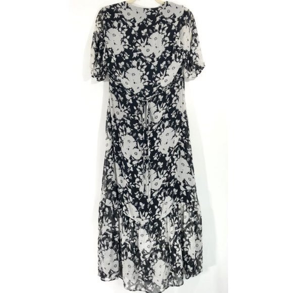 New Sanctuary Floral Short Sleeve Button Front Maxi Dress Black White Size 2 - Picture 10 of 16